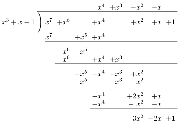 polynomial long division latex code example